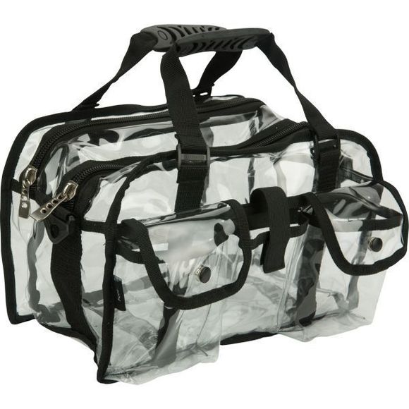 Clear Cosmetics Bag Double Storage Compartment 3 External Pockets and Shoulder S - Picture 1 of 2